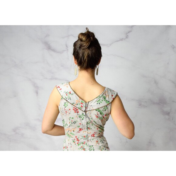 1950s Novelty Print Dress Size Medium 50s Ferns Leaves Print Cotton Day Dress - Picture 4 of 10